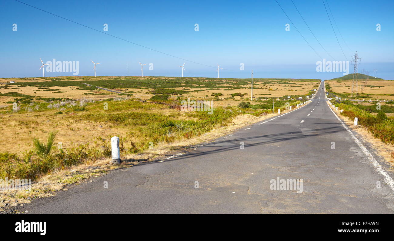 The road on the plateau Paul da Serra, Madeira Island, Portugal Stock Photo