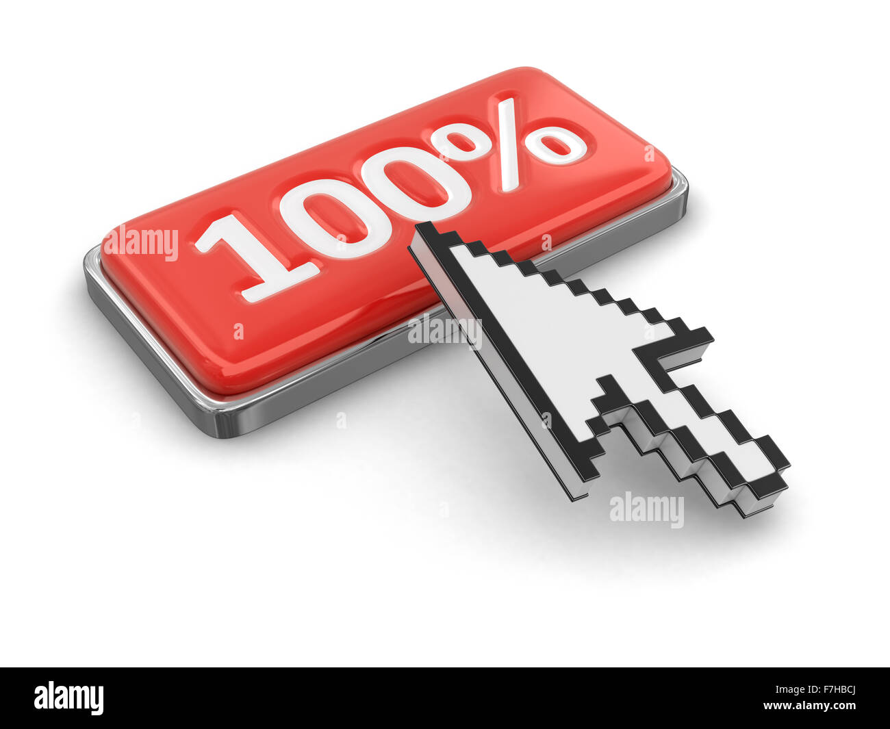 Cursor and button 100%. Image with clipping path Stock Photo