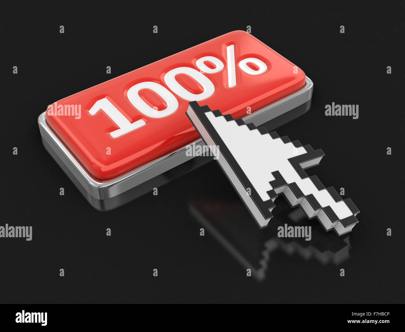 Cursor and button 100%. Image with clipping path Stock Photo