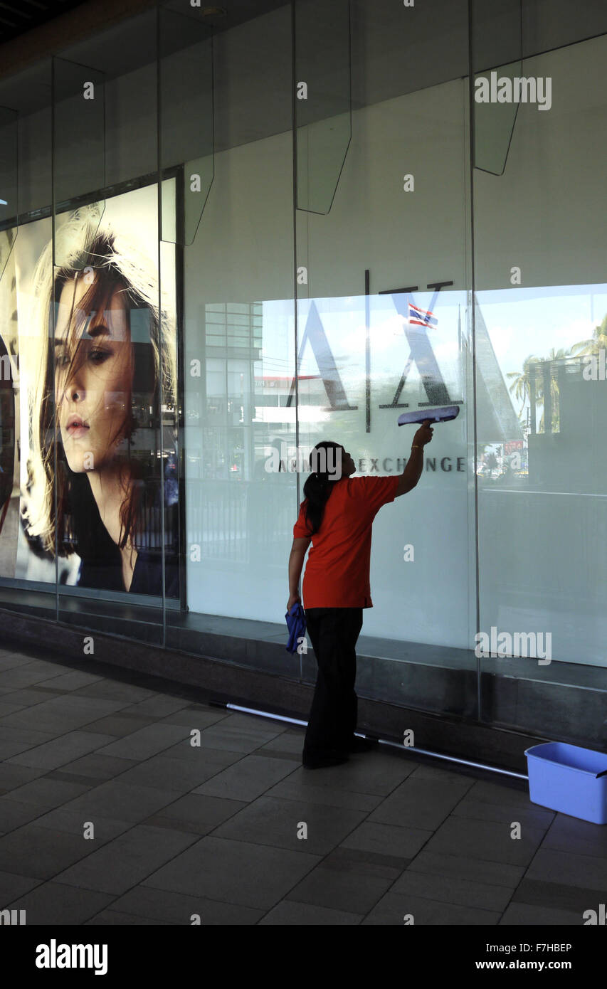 Female Cleaning Windows At The Central Festival Asia’s Largest 