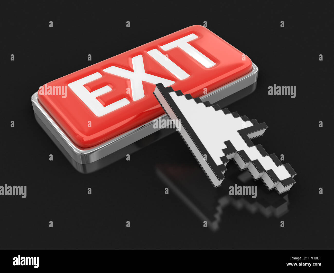 Cursor and button EXIT. Image with clipping path Stock Photo