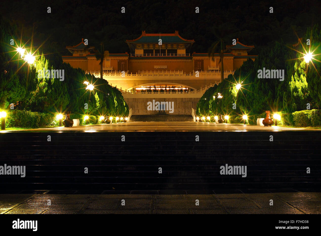 Night view of National Palace Museum Taipei, Taiwan Stock Photo