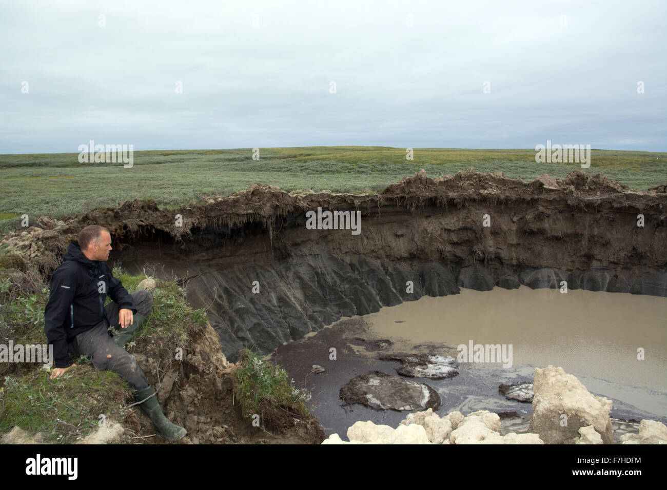 Yamal crater, Yamal Peninnsula Stock Photo