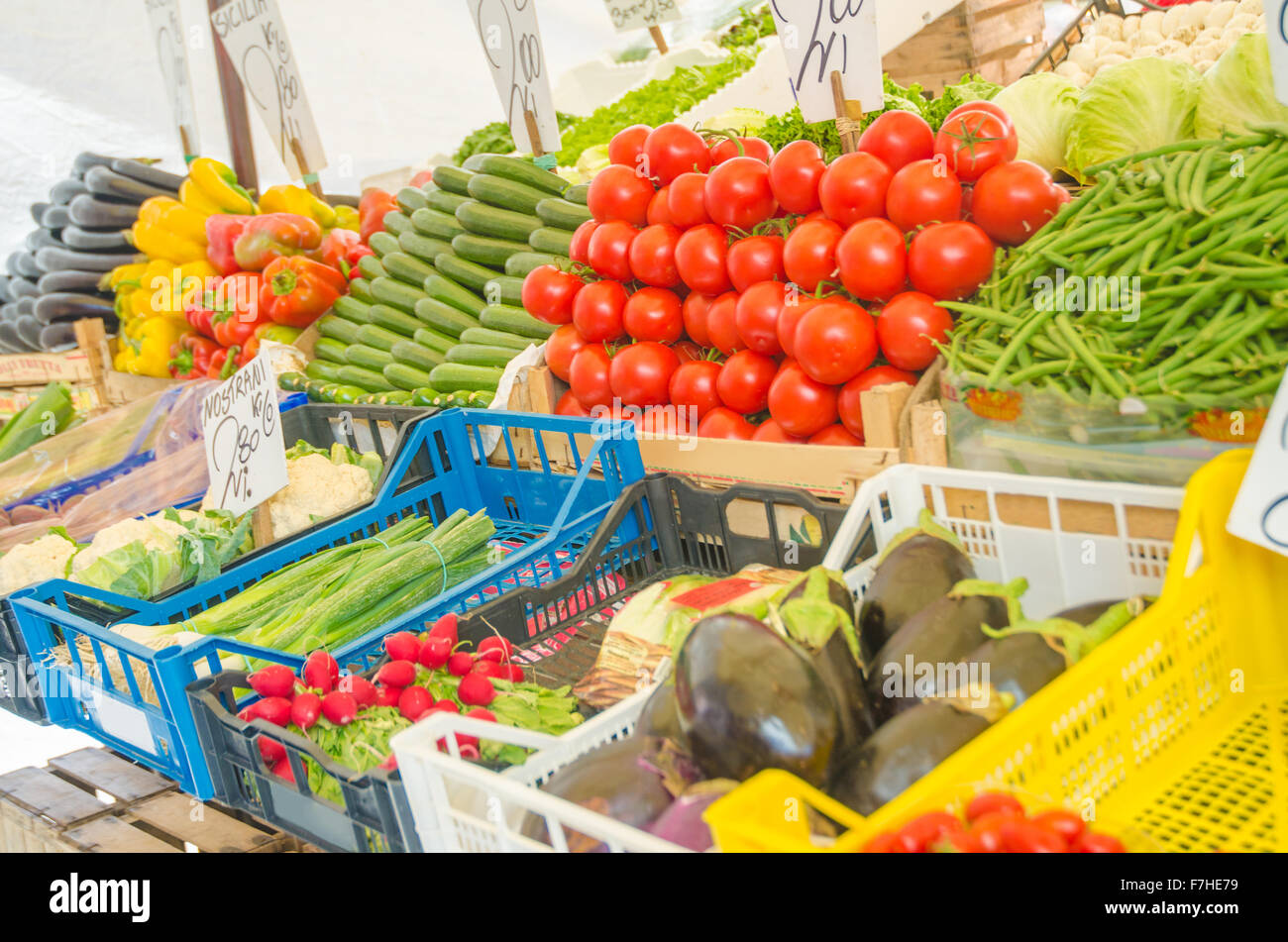 Fruits and vegetables at the market stall Stock Photo - Alamy