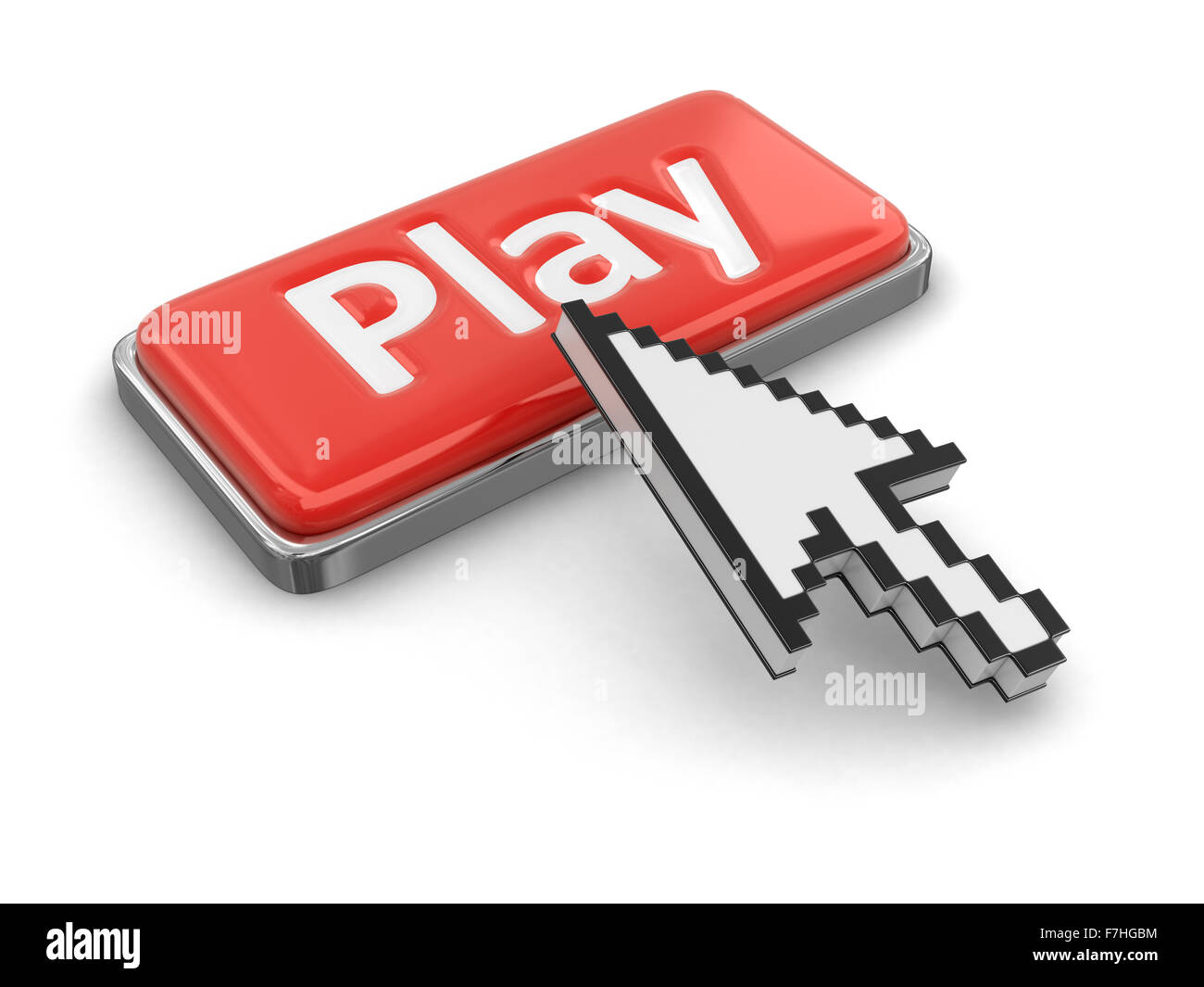 Cursor and button play. Image with clipping path Stock Photo
