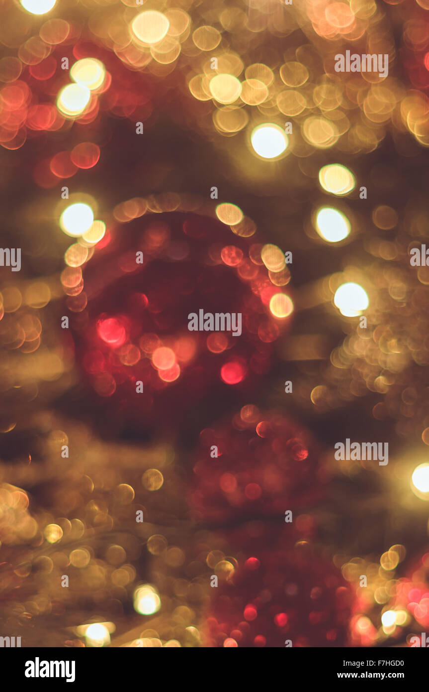 Blurred christmas decoration background with bokeh lights Stock Photo