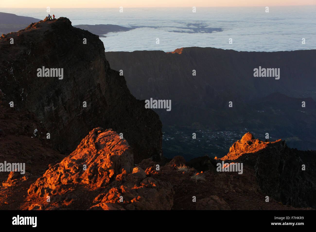 Surise on summit of Piton des Neiges (3070,5 meters), highest mtn. on