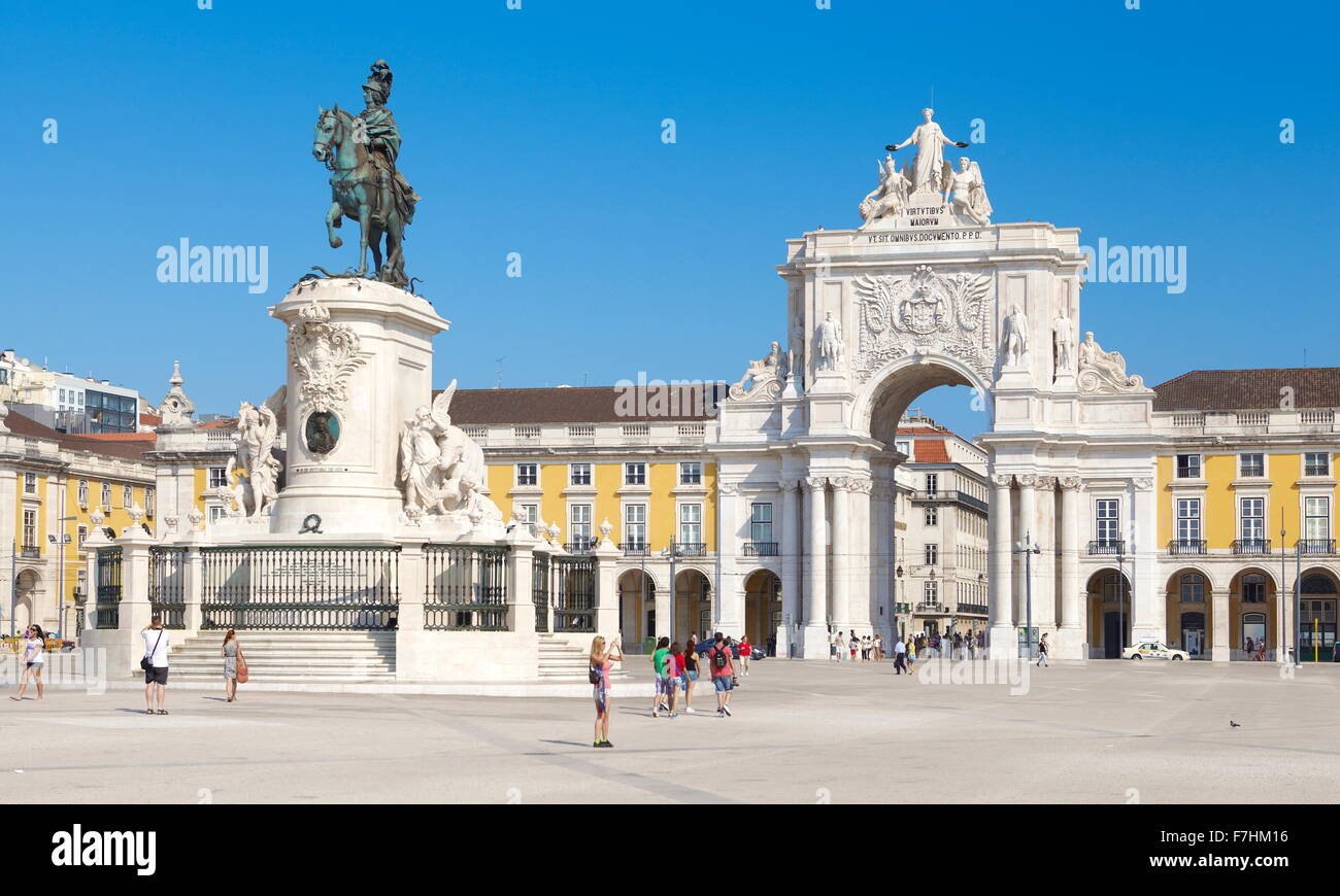 Lisbon - Commerce Square (Praca do Comercio), Lisbon, Portugal Stock Photo