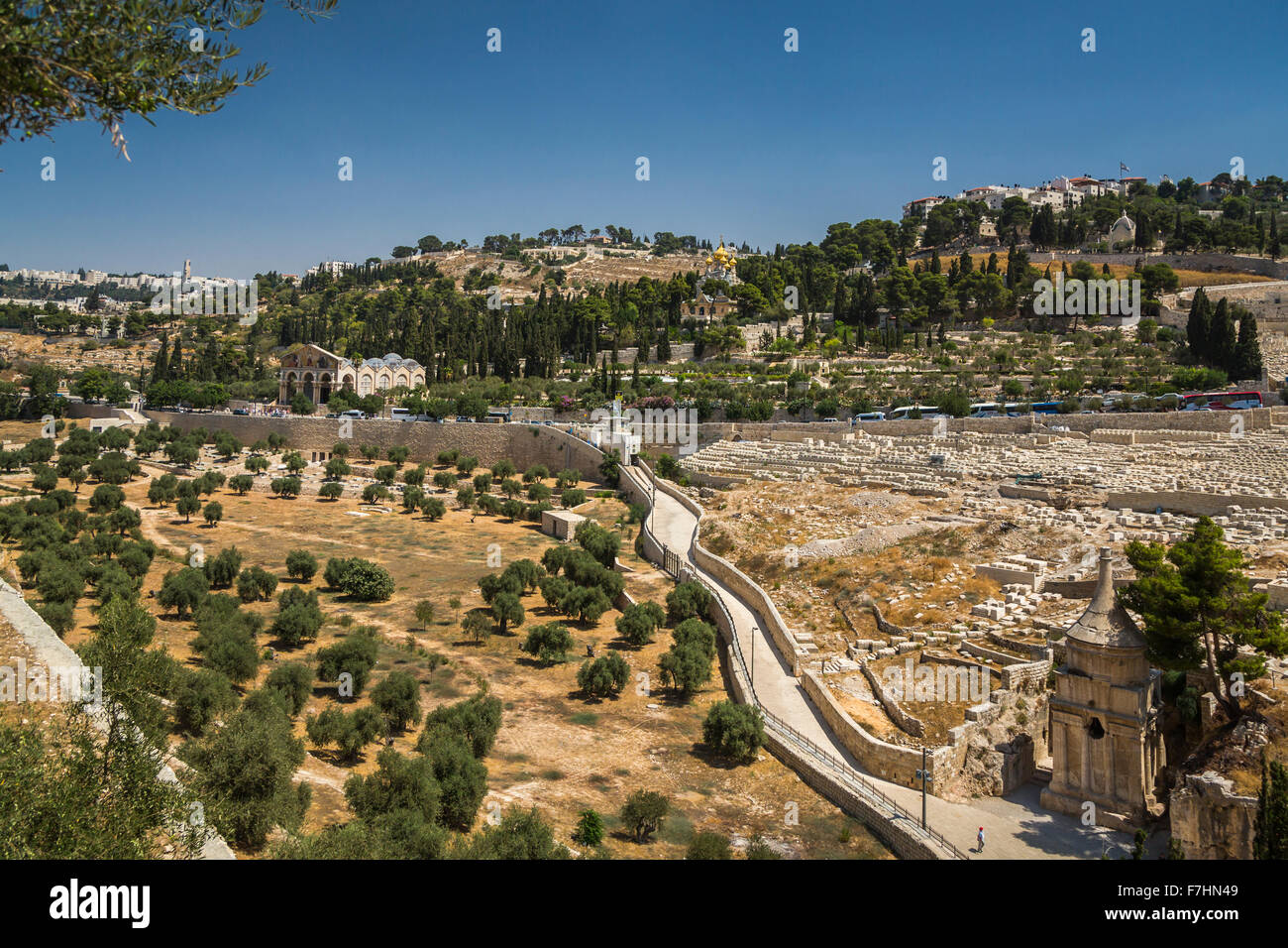 A view of the Mount of Olives across the Kidron Valley from the old