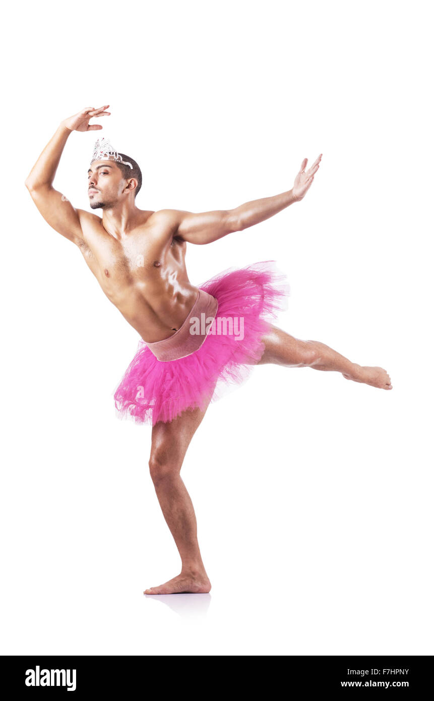 Muscular ballet performer in funny concept Stock Photo - Alamy
