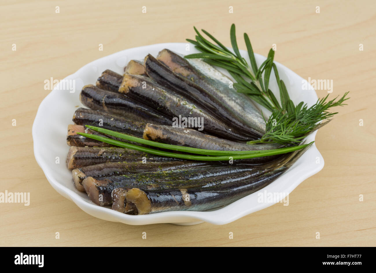 Salted anchovy with spices and herbs ready for eat Stock Photo Alamy