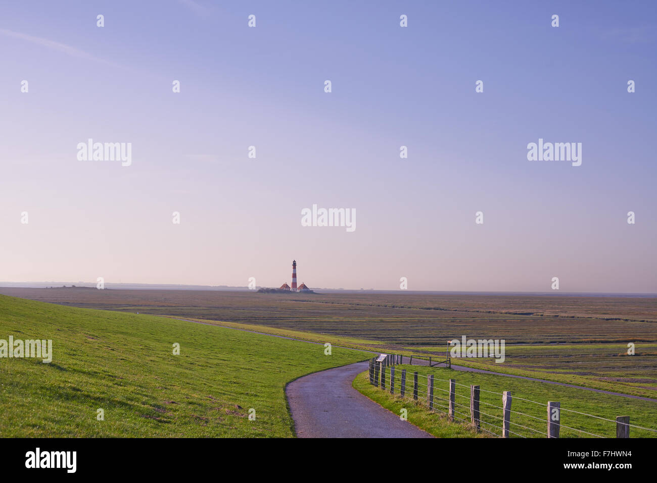 The Westerhever lighthouse in Friesland, Germany Stock Photo