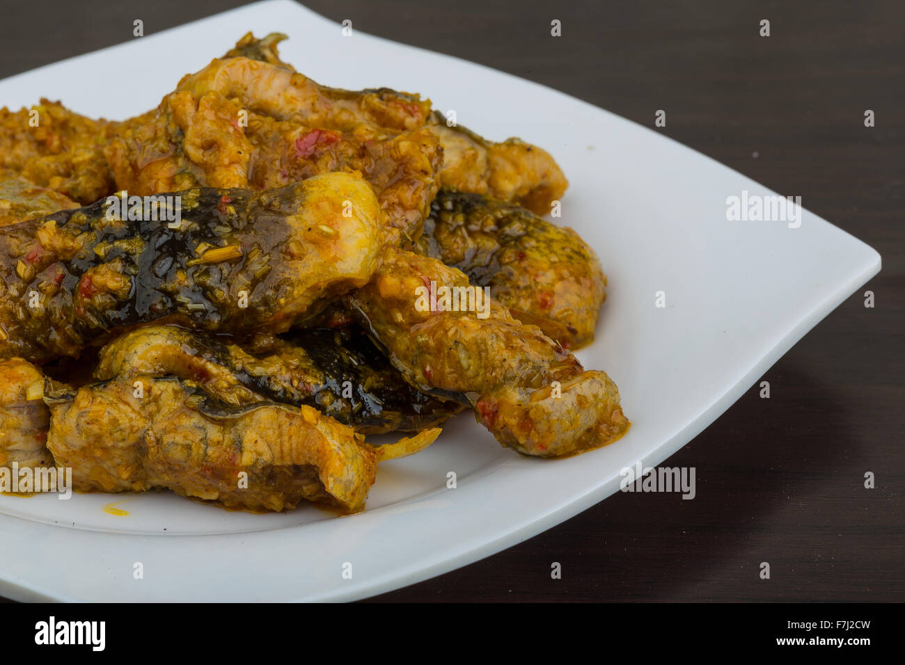 Roasted eel with ginger and lemongrass sauce Stock Photo Alamy