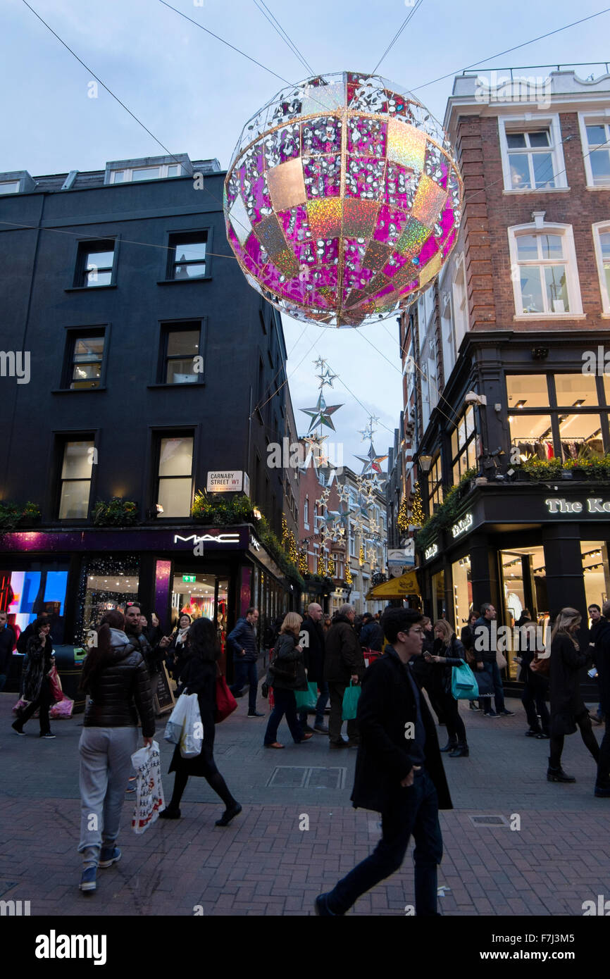 Christmas decorations in Carnaby Street, London, England, UK Stock