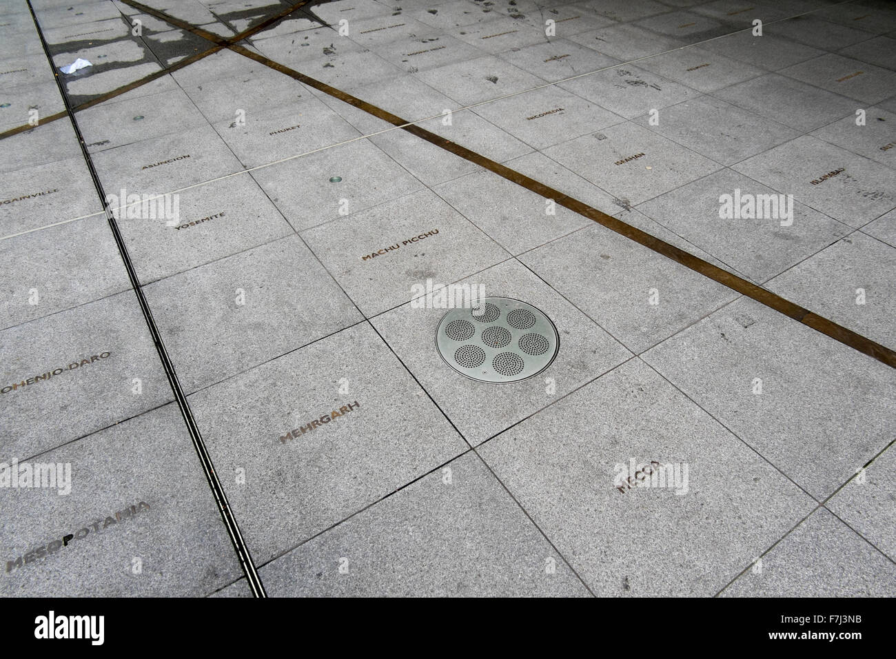 World is a new pavement artwork by artist Mark Pimlott in the piazza of the BBC Broadcasting House, Portland Place, London, UK Stock Photo