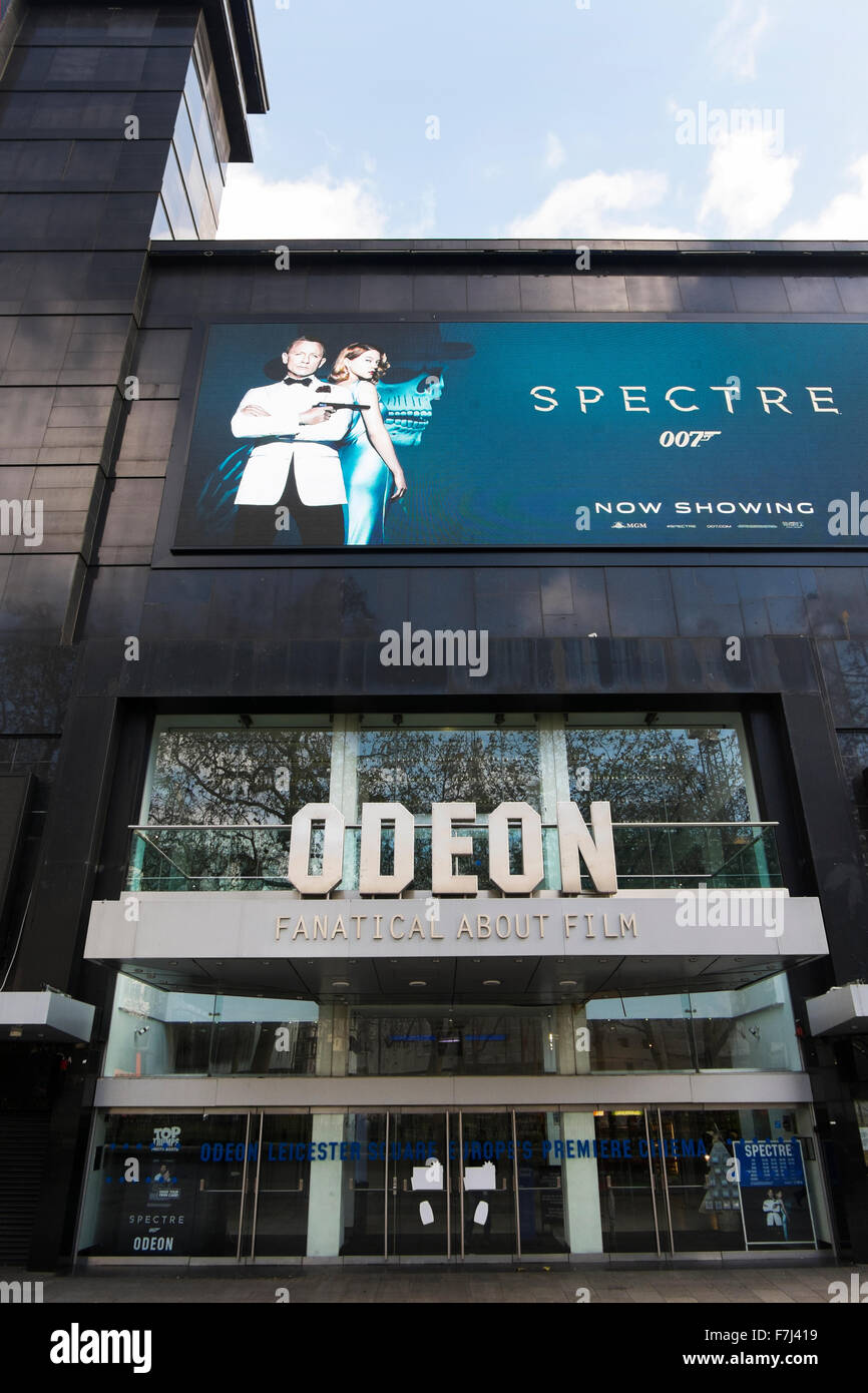 The Odeon cinema showing the James Bond film Spectre in Leicester Square, London, England, UK Stock Photo
