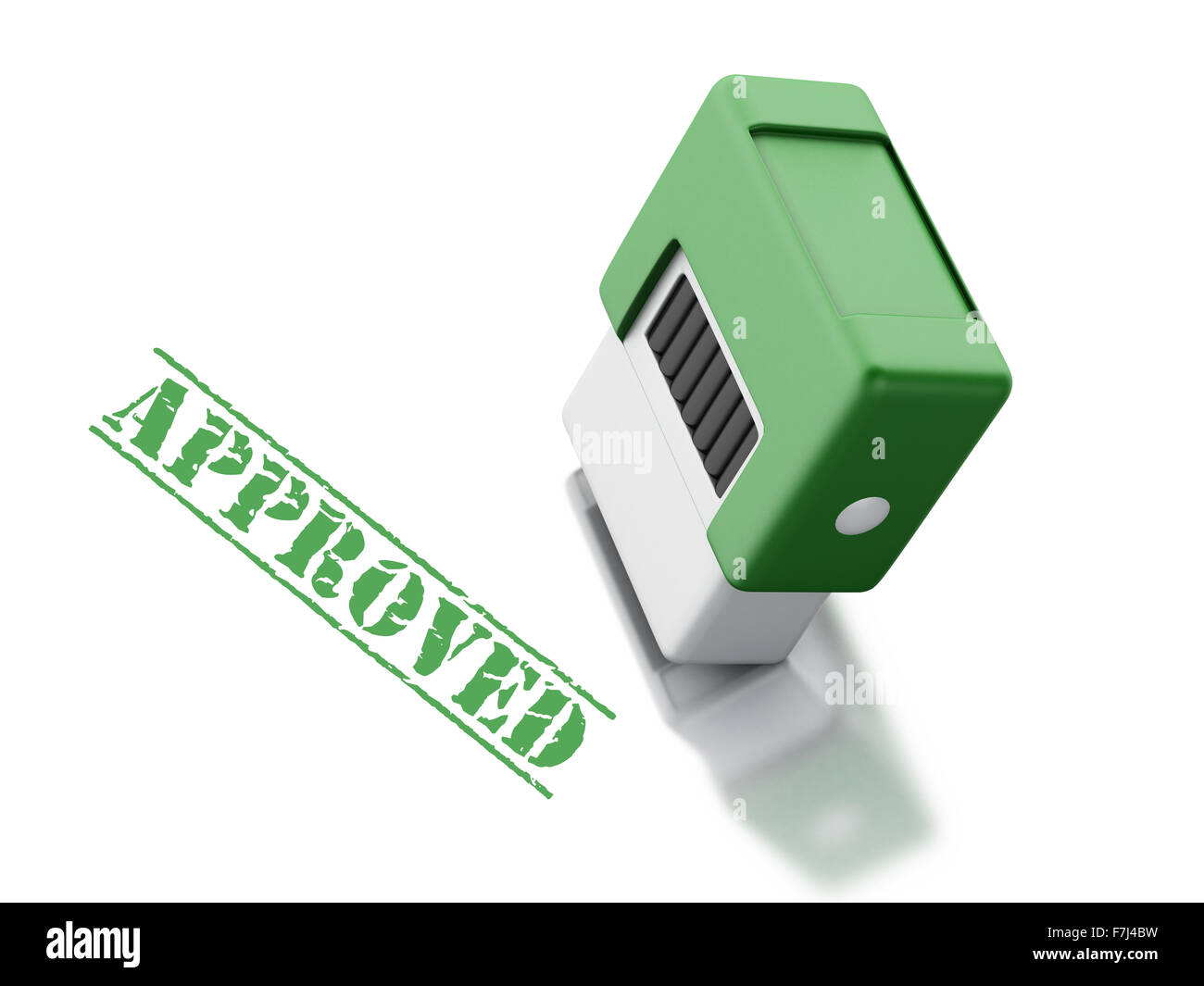 3d renderer image. Stamp with the word approved. Business concept. Isolated white background Stock Photo