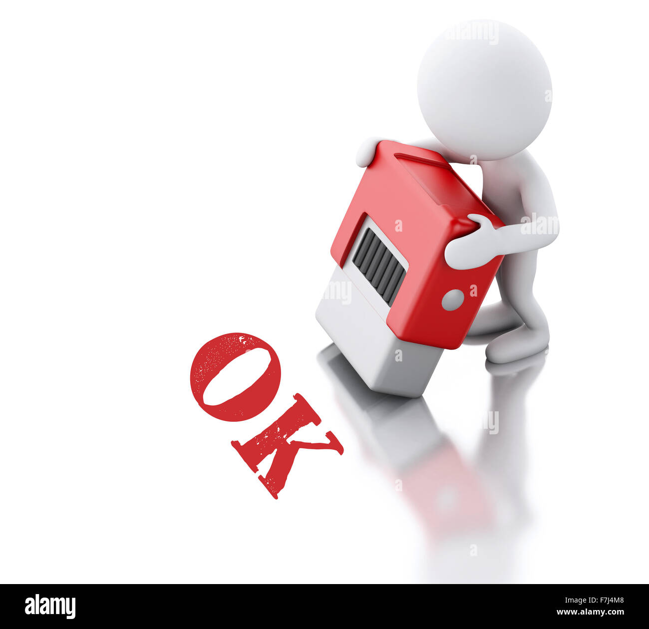 3d renderer image. White people with a stamp and the word OK. Business ...