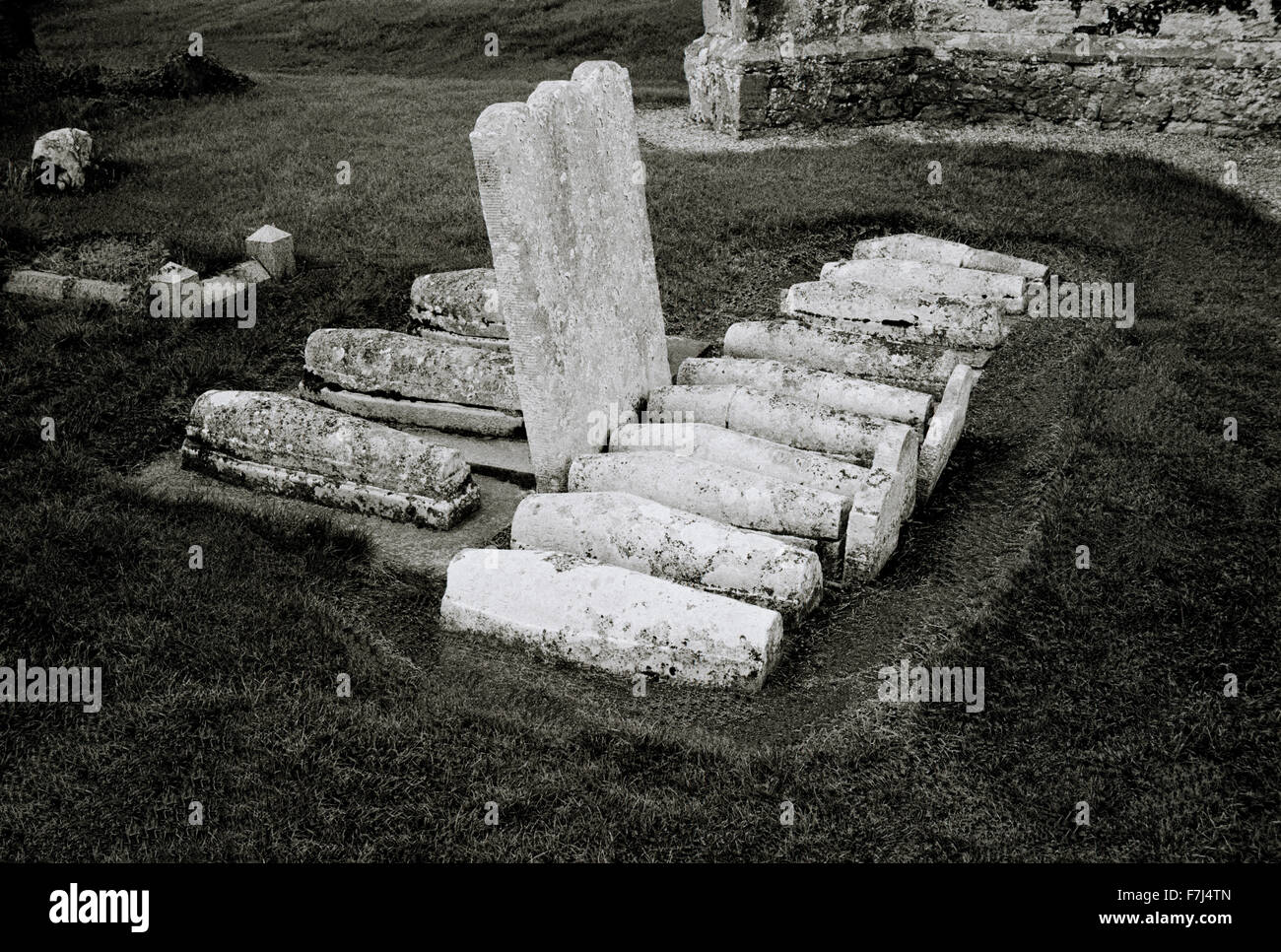 Charles Dickens' child graves in St James graveyard in Cooling in Kent in England in Britain in the United Kingdom. From the novel Great Expectations Stock Photo