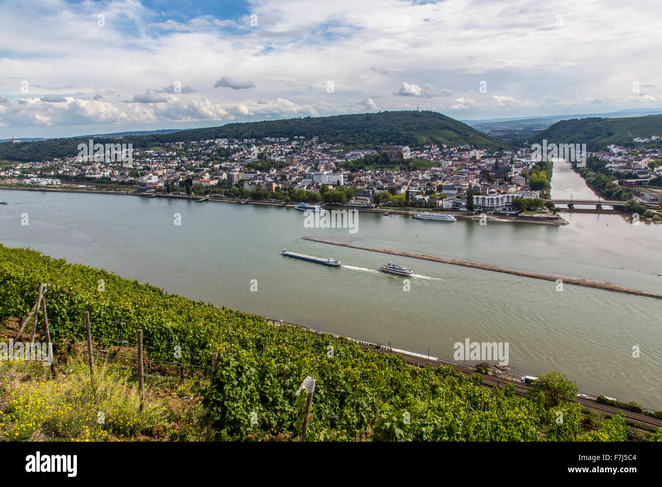 City of Bingen, upper middle Rhine valley, Germany, mouth of river Nahe, Stock Photo