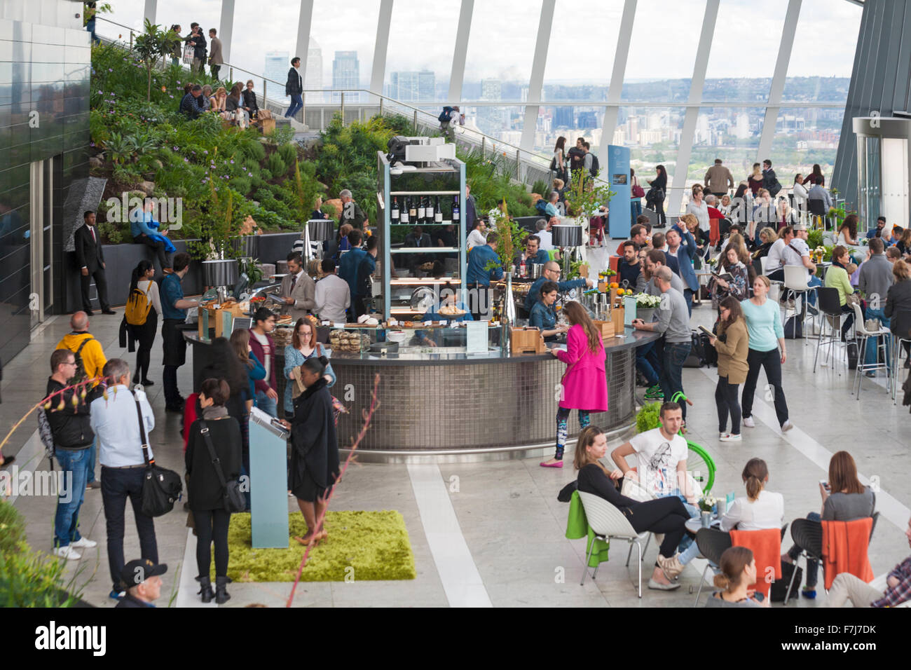 Sky Pod Bar in the Sky Garden at the top of the Walkie Talkie building at  20 Fenchurch Street, London Stock Photo - Alamy