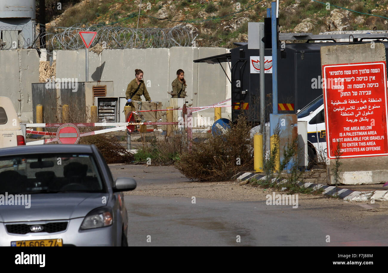 Israeli Soldier Palestinian Woman Checkpoint Stock Photos