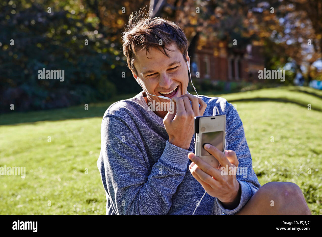 MAN WITH PHONE Stock Photo