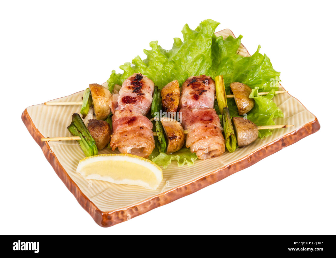 Bacon wrapped grilled Scallops with mushrooms and bacon Stock Photo Alamy