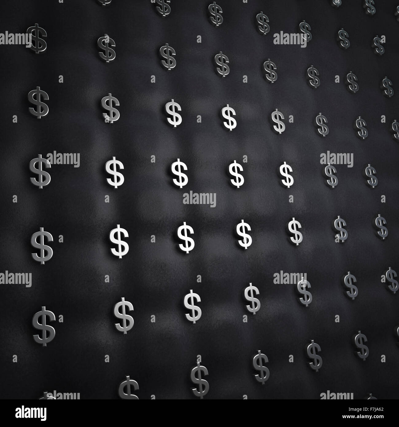 Luxury dollar silver background / 3D render of leather upholstery with dollar symbols for buttons Stock Photo