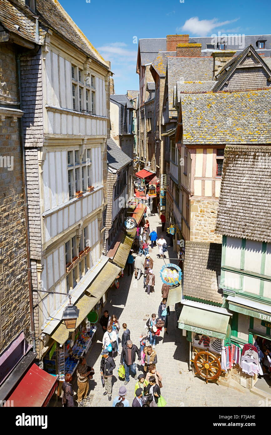 Streets of the Mont Saint Michel, Normandy, France Stock Photo
