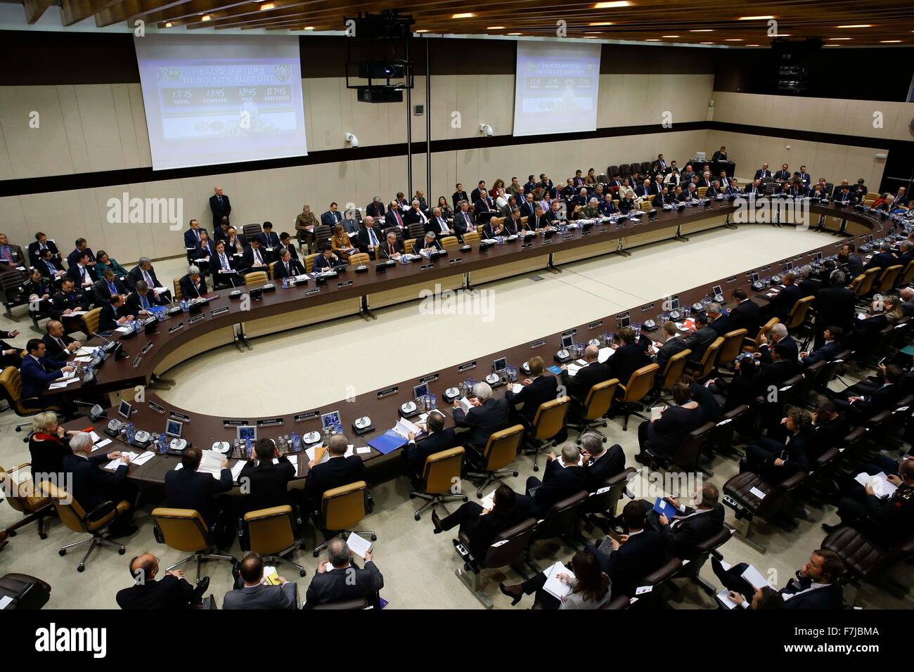 Brussels, Belgium. 1st Dec, 2015. Photo taken on Dec. 1, 2015 shows a NATO ministerial meeting on Resolute Support operations in Afghanistan, at NATO headquarters in Brussels, Belgium. Credit:  Xinhua/Alamy Live News Stock Photo