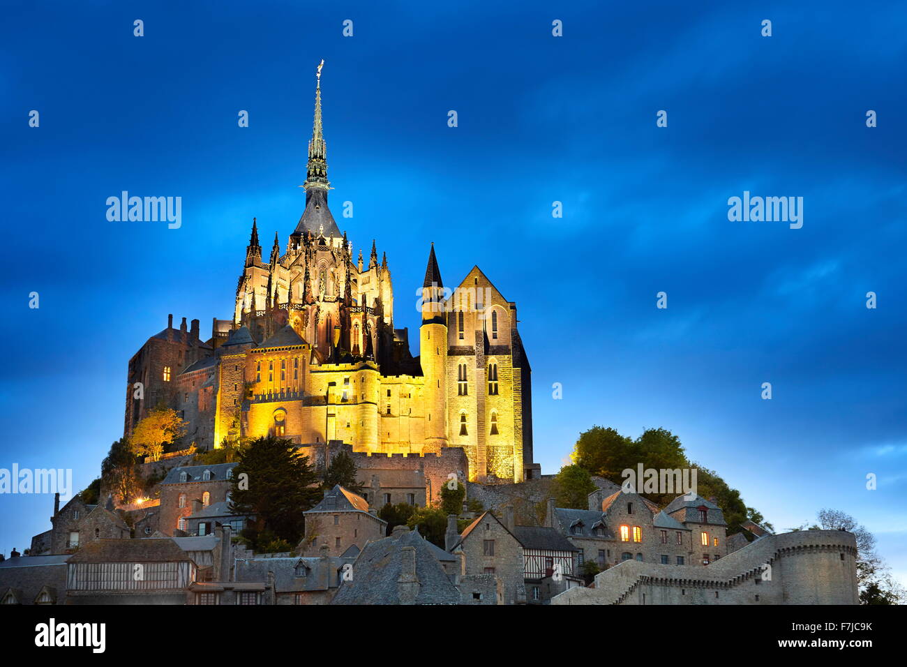 Mont Saint Michel at evening, Normandy, France Stock Photo
