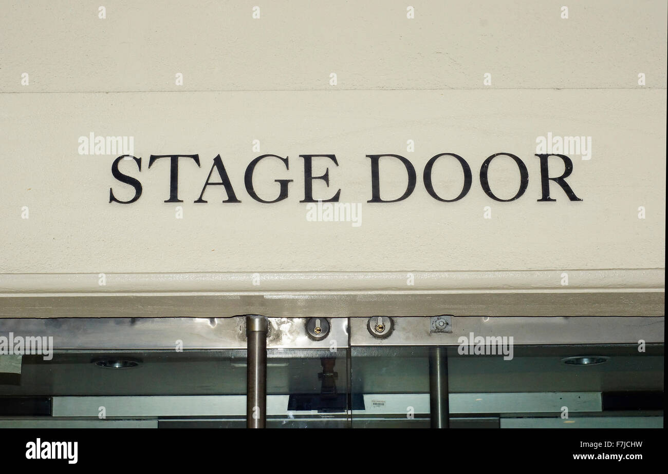 Close up of stage door sign above stage door at the Royal Opera House, Covent Garden , London , UK Stock Photo