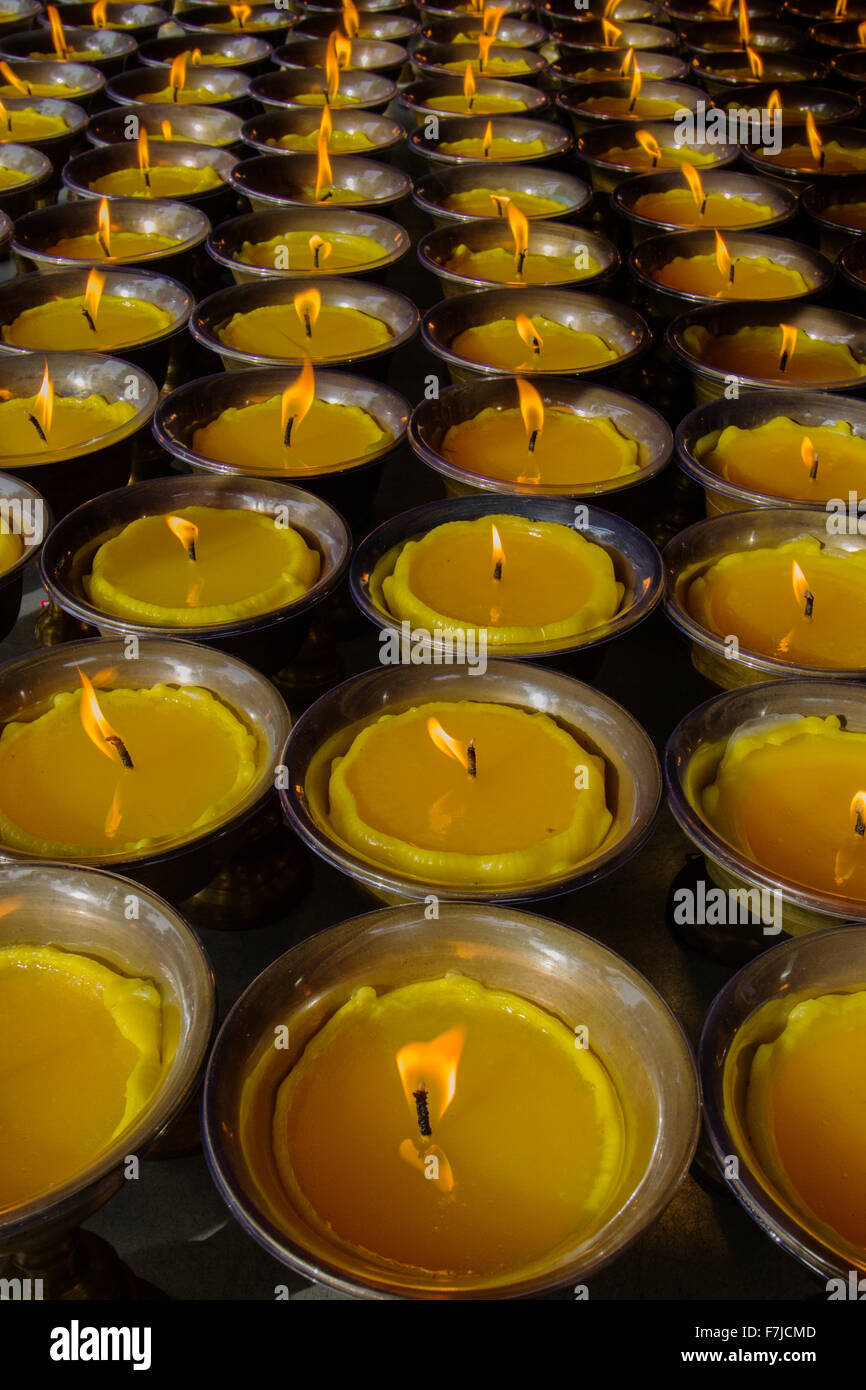 Candles in Leasha Gianat Buddha Temple Sichuan Province China LA008730 Stock Photo