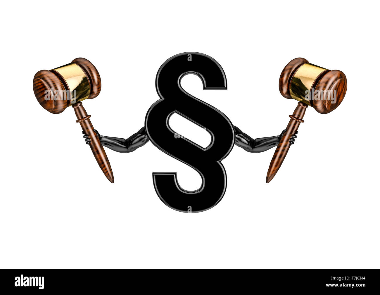 I am the law / 3D render of section sign holding judges gavels Stock Photo