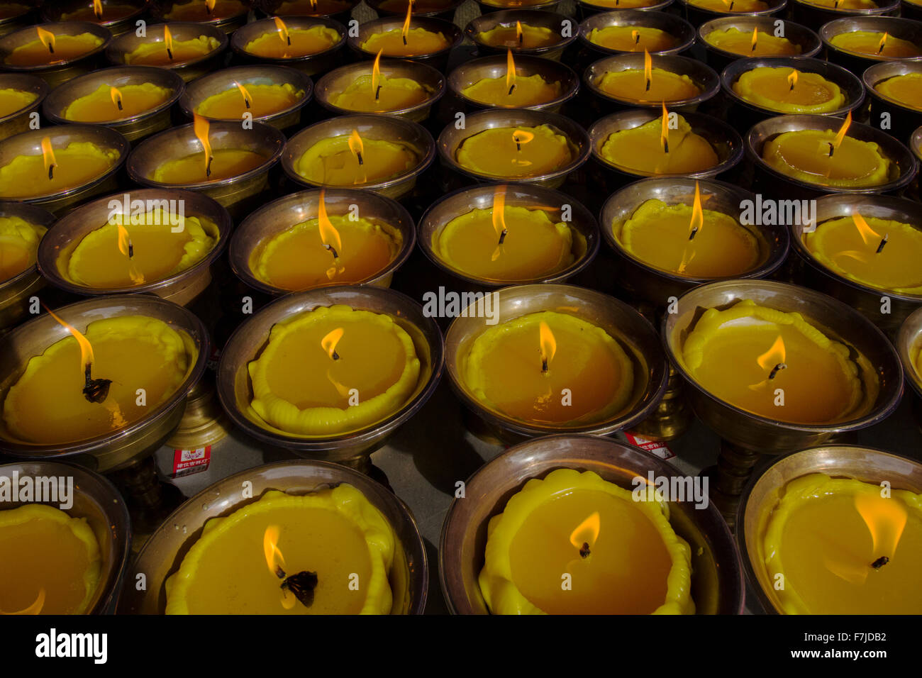 Candles in Leshan Giant Buddha Temple Sichuan Province China LA008731 Stock Photo