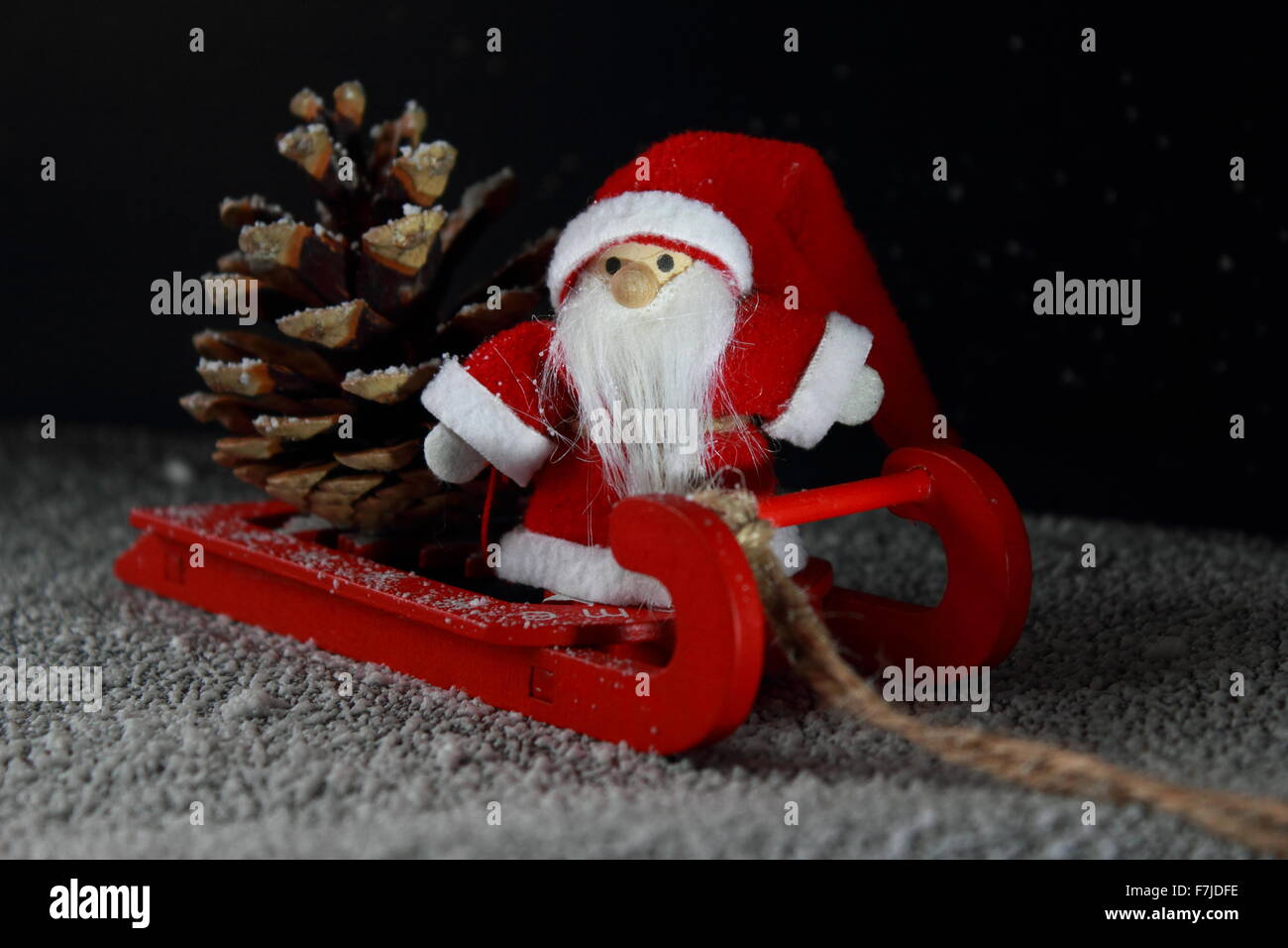 Santa Claus on sled Stock Photo