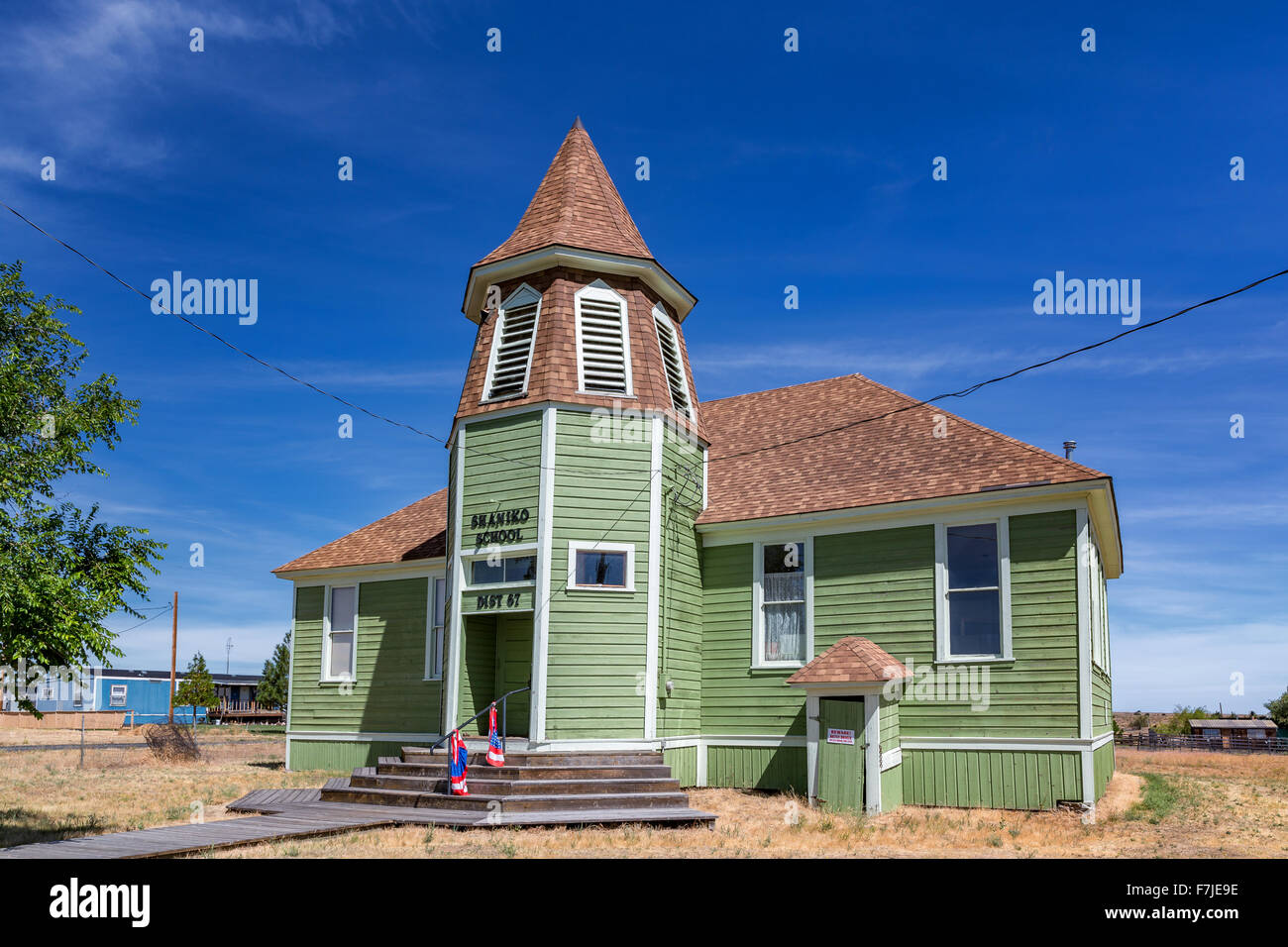 Shaniko Schoolhouse, Shaniko, Wasco County, Oregon, United States Stock Photo