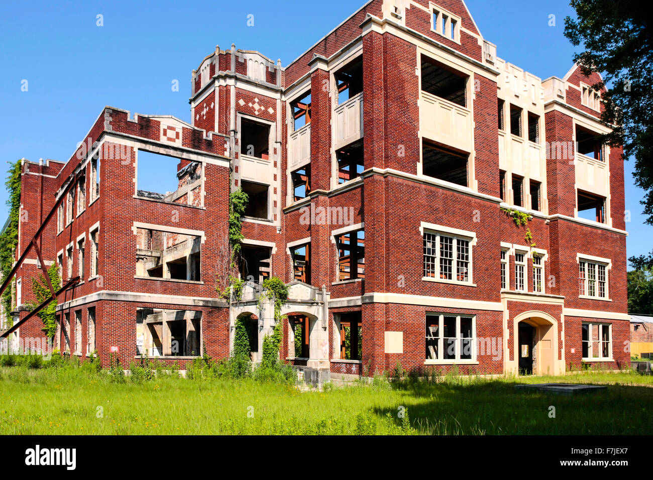 The abandoned and wrecked High School building in Hattiesburg
