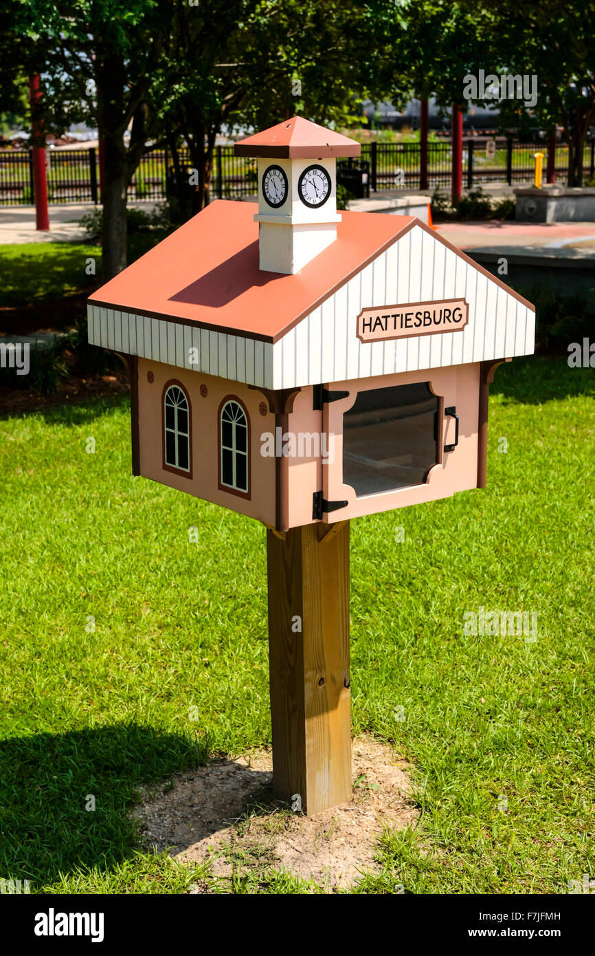 Hattiesburg MS book lending drop off box shaped like the original