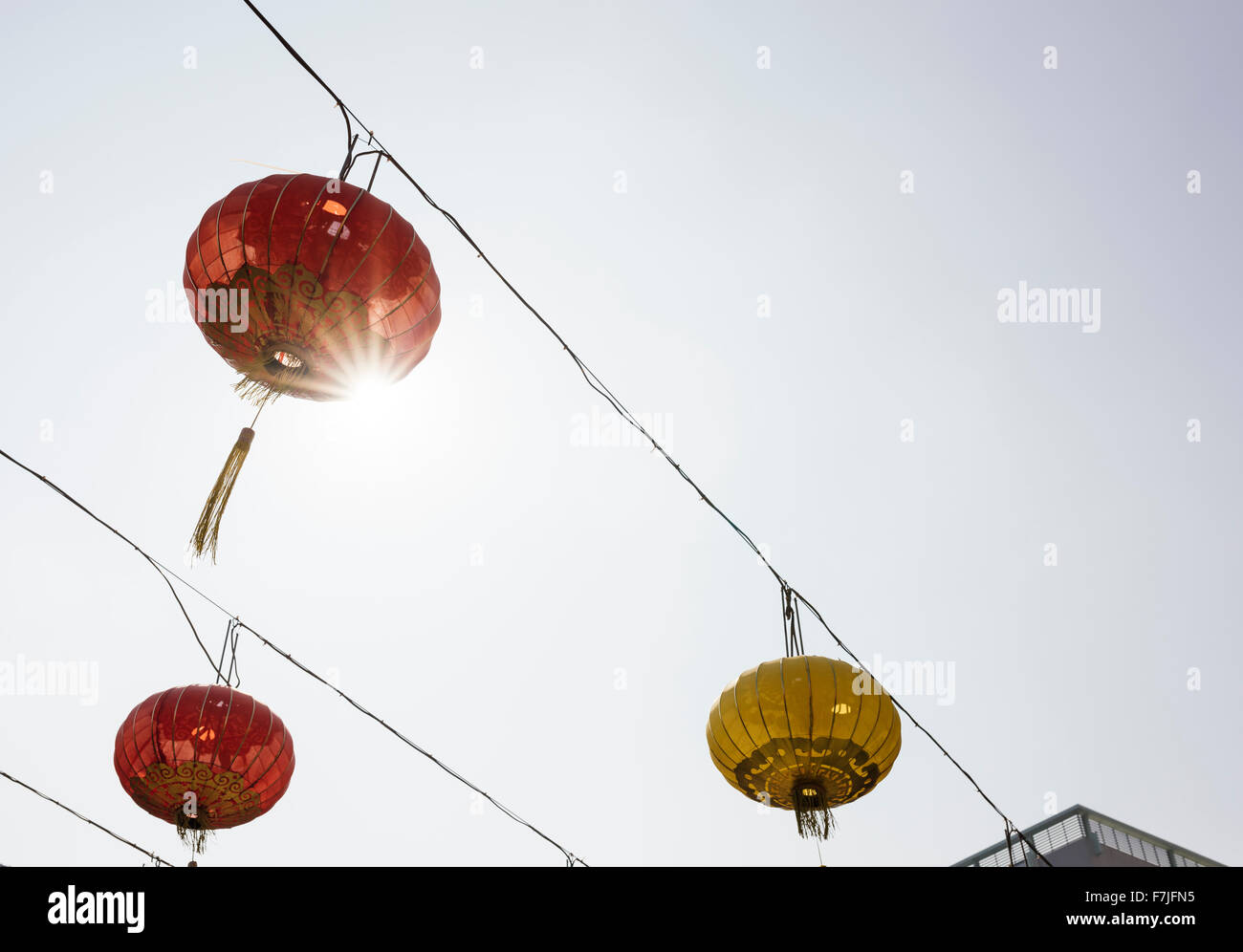 Traditional paper lanterns, Wong Tai Sin Temple, Kowloon, Hong Kong, China Stock Photo