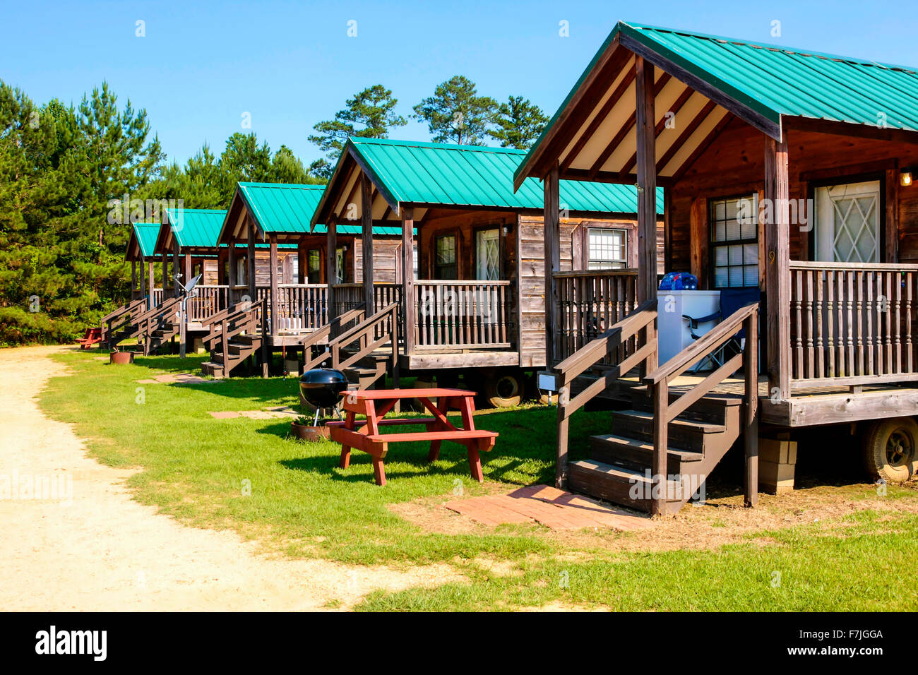 Vacation cabins on a RV park in Mississippi Stock Photo Alamy