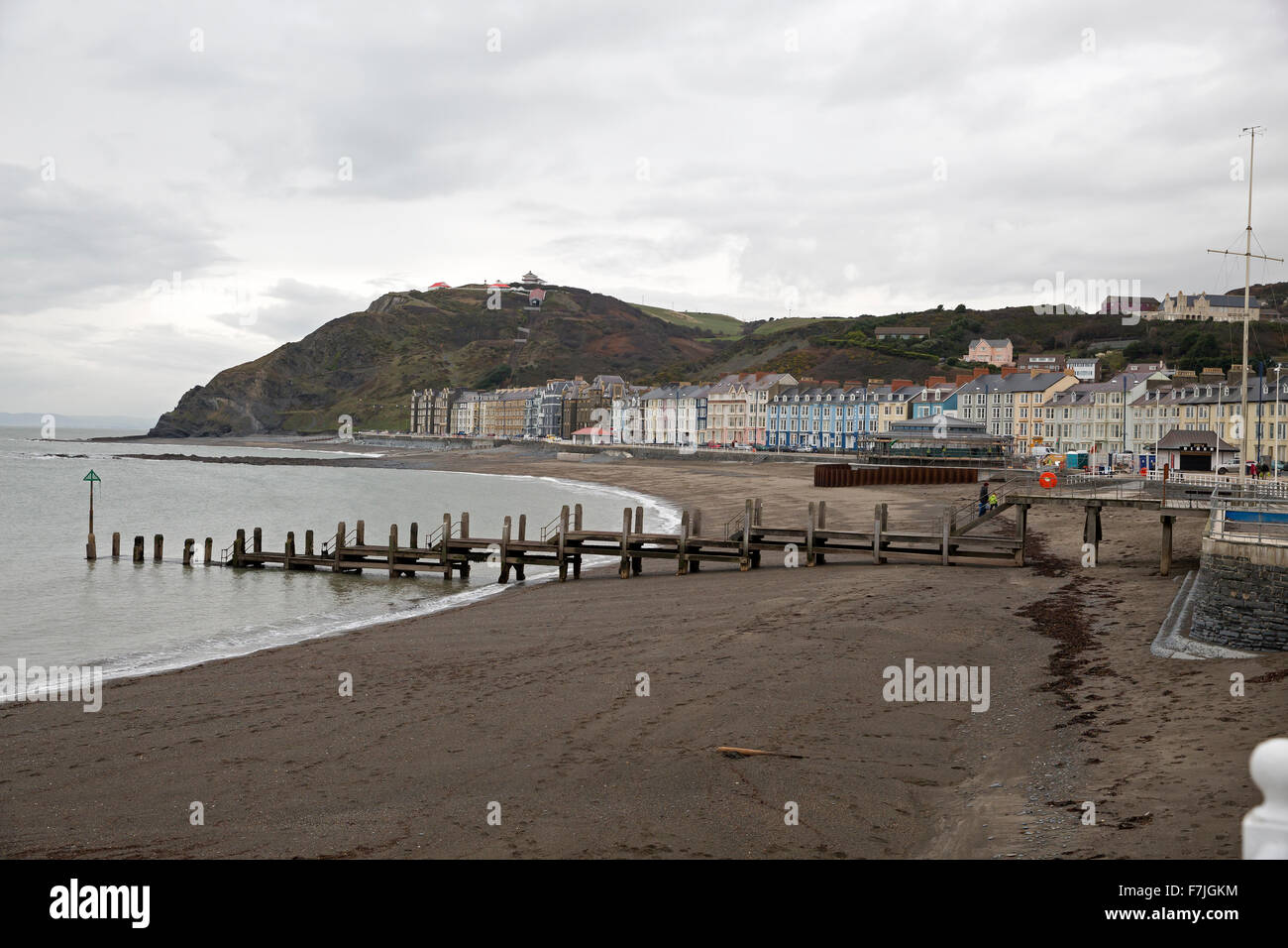 A view of the houses along the seafront in aberystwyth Mid Wales Stock