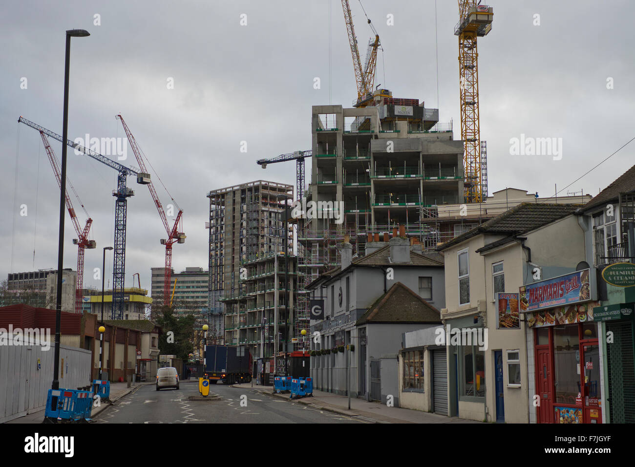 winter construction of luxury apartments in Croydon south london UK