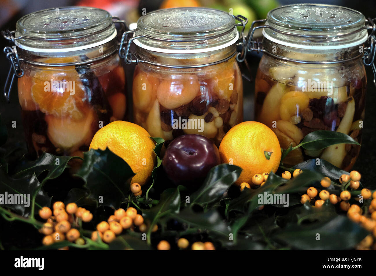 preserved fruit in Kilner jars Stock Photo Alamy