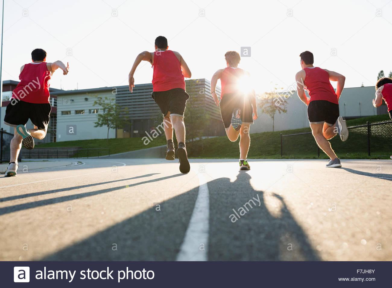 High school track and field athletes running track Stock Photo Alamy