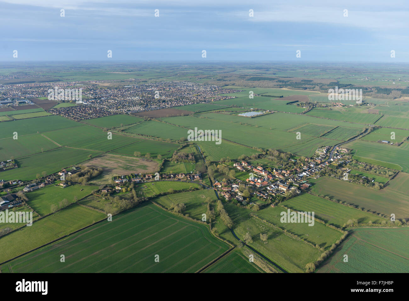 An aerial view of the South Lincolnshire village of Dyke showing