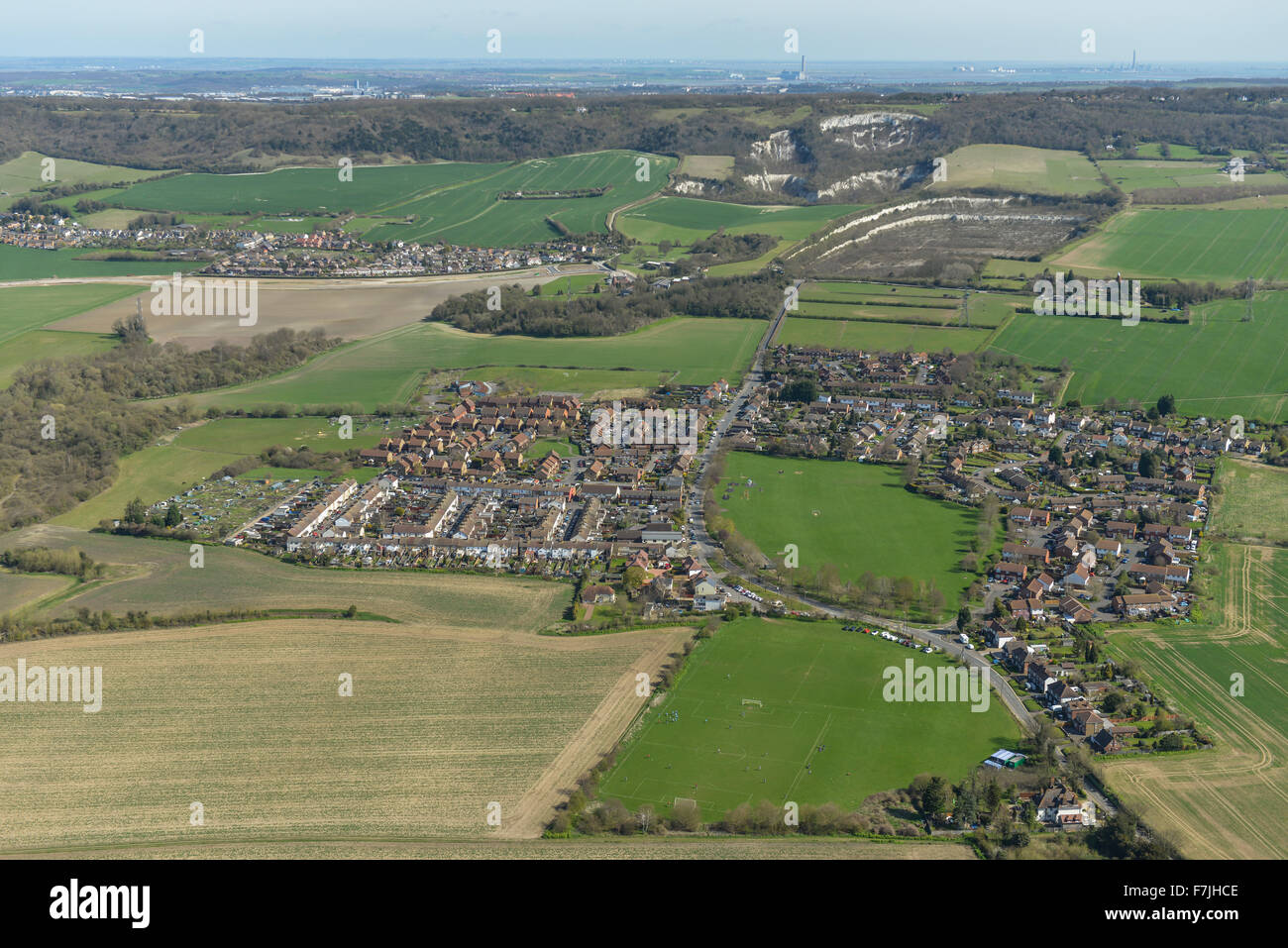 An aerial view of the Kent village of Eccles and surrounding countryside Stock Photo
