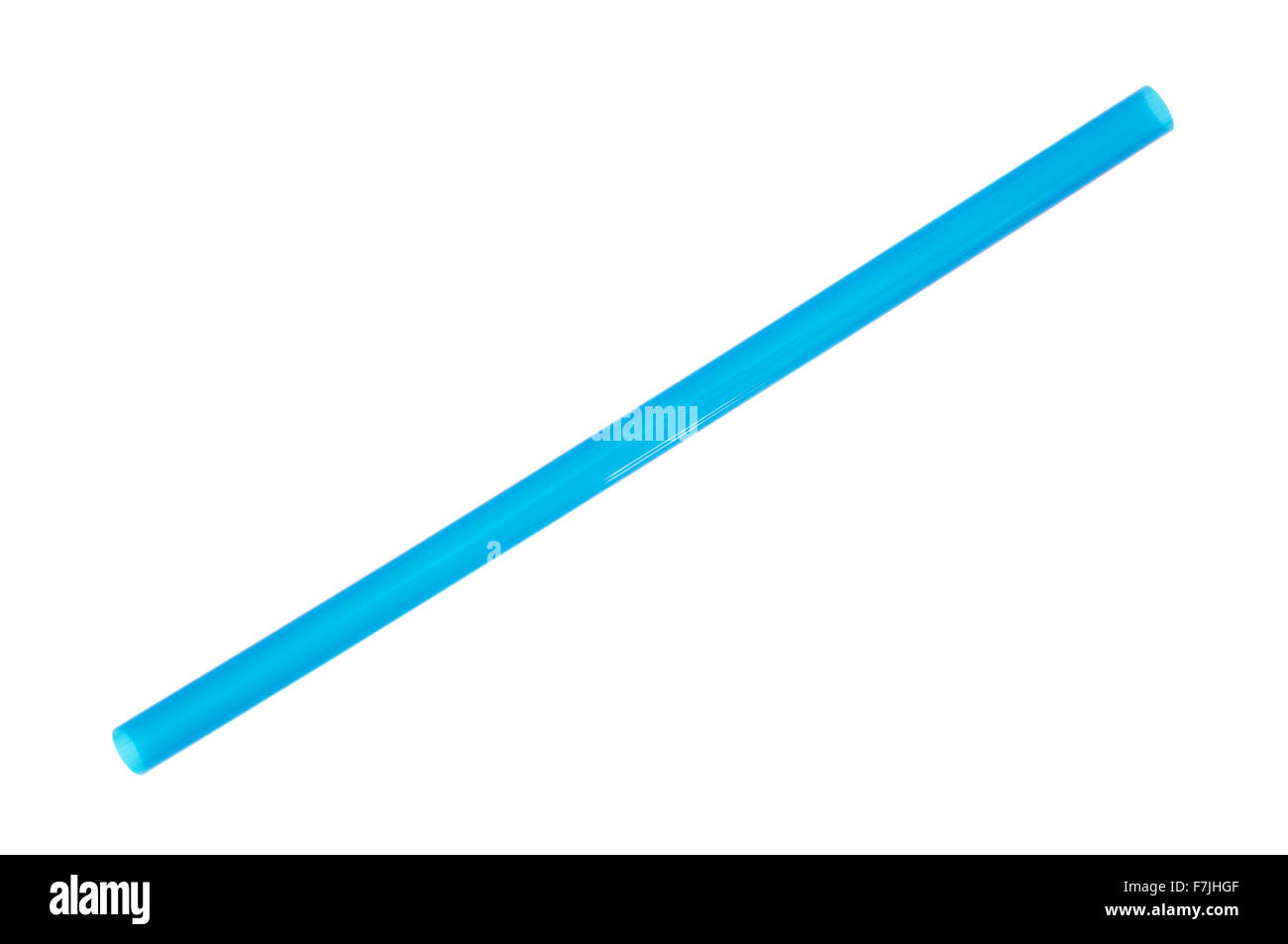 A jumbo sized blue drinking straw for smoothies and milkshakes isolated on a white background. Stock Photo