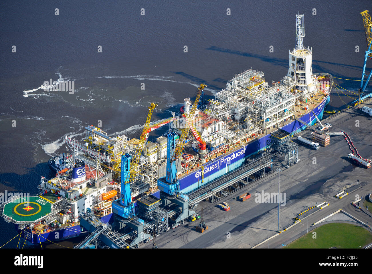 An aerial view of the Enquest Producer, Oil and Gas vessel Stock Photo